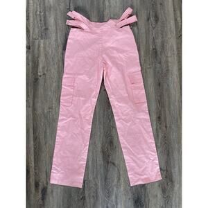 barbie pink y2k cargo pants with waist cutouts festival rave medium casual beach